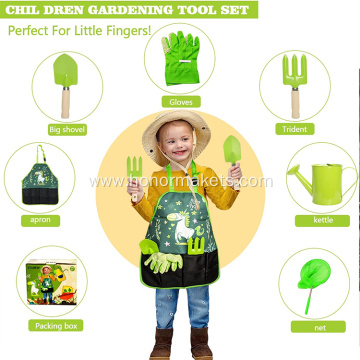 Isunpro Children Gardening Set Kid's Gardening Gift Apron Kettle for Kids Fishing Net Child Outdoor Gardening Set